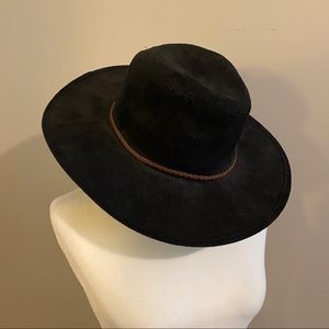 Black hat with brown braided band